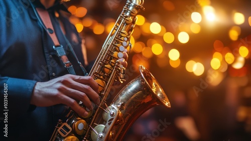 Saxophonist Performing Solo in Warm Spotlight