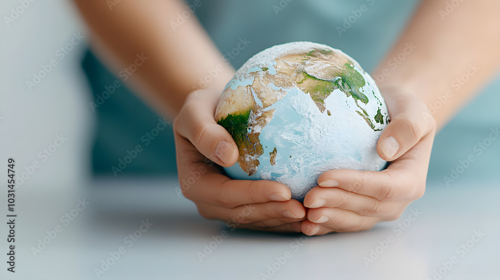 Hands tightly gripping a globe, the pressing environmental challenges of climate change, pollution, and global warming. Human responsibility, environmental ethics, and the planet fragile ecosystem. Hands tightly gripping a globe, the pressing environmental challenges of climate change, pollution, and global warming. Human responsibility, environmental ethics, and the planet fragile ecosystem.