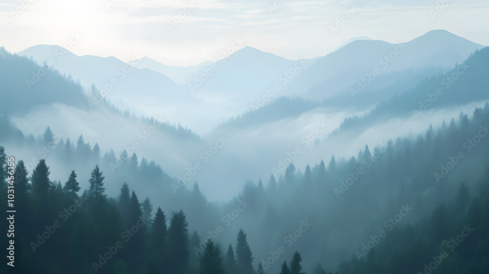 Morning Fog in the Mountains Cartoon Morning Fog in the Mountains Cartoon