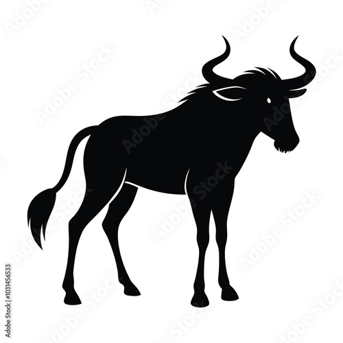 Solid color Wildebeest animal vector design