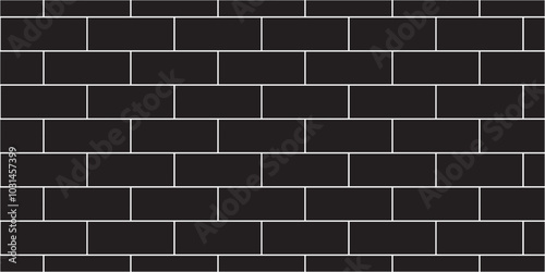 Abstract bathroom wall and floor brick wall texture background. black brick vector illustration texture of the wall with masonry Bricks laid in rows background.	
