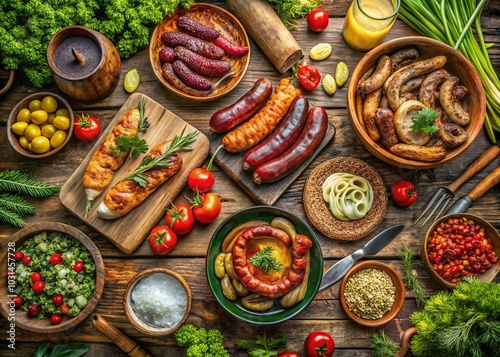 Wallpaper Mural Homemade Roasted Sausages: Traditional Ukrainian Cuisine in Drone Photography Torontodigital.ca