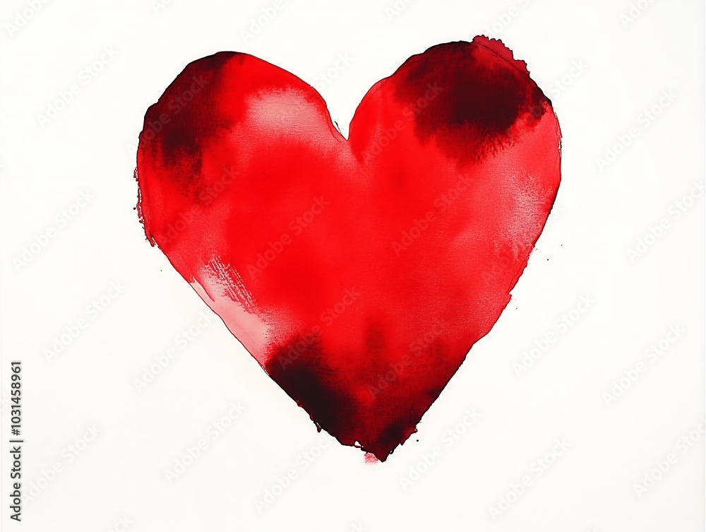 Abstract Red Heart Painting on White Canvas Abstract Red Heart Painting on White Canvas
