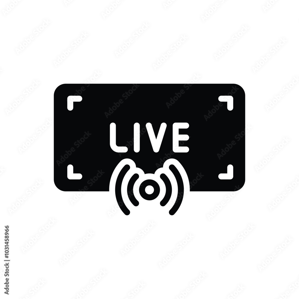 Black solid icon for live Black solid icon for live