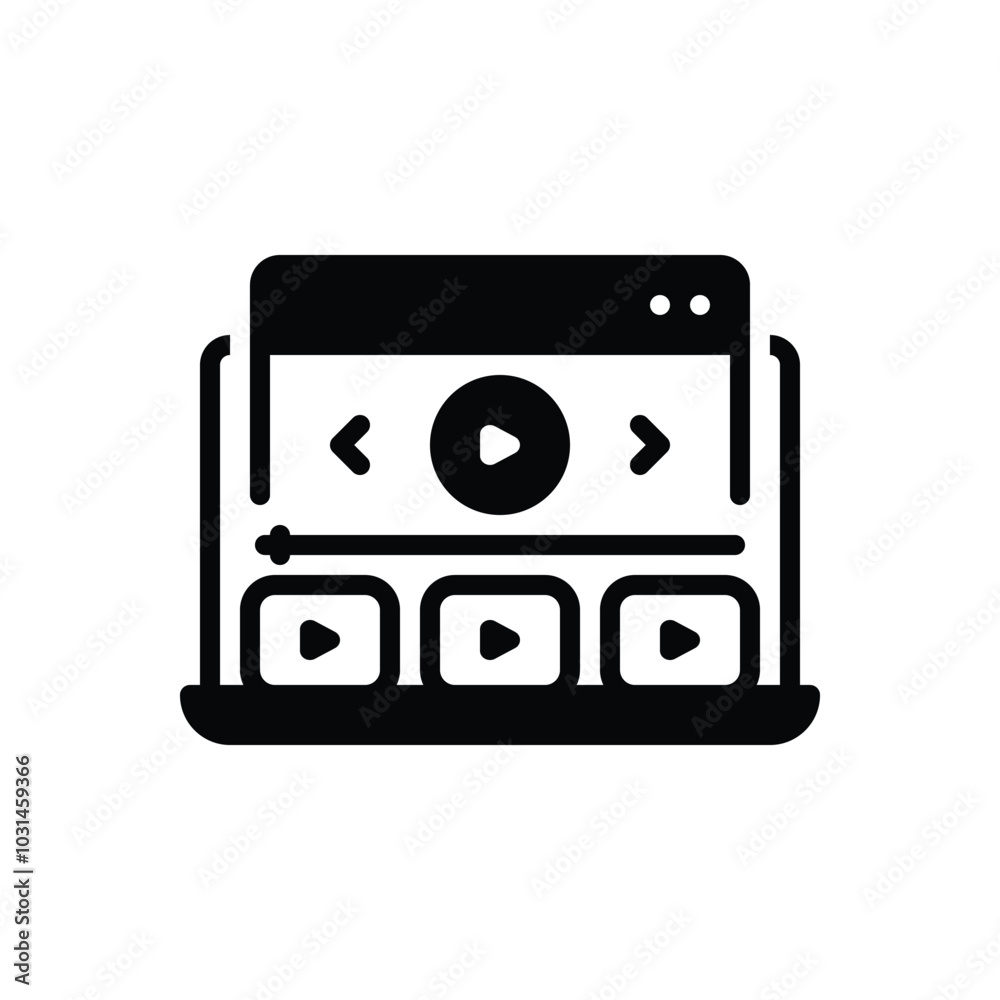 Black solid icon for online video Black solid icon for online video