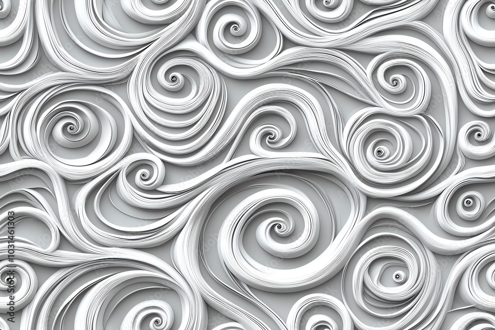 Fractal-inspired swirls and spirals, intricate abstract seamless pattern on white background Fractal-inspired swirls and spirals, intricate abstract seamless pattern on white background