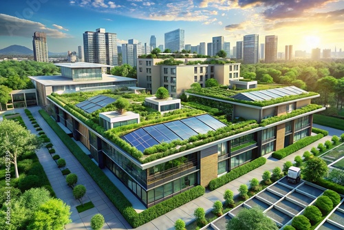 Innovative Green Building Development with Solar Panels, Rainwater Harvesting, and Green Roofs for Net Zero Energy