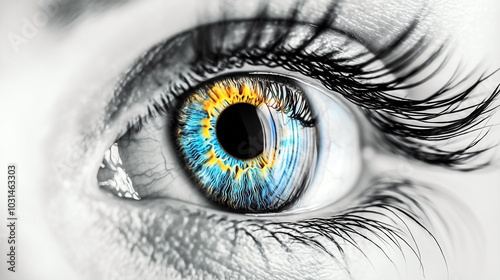 Wallpaper Mural macro photography of a human eye, extreme close-up, vibrant rainbow-colored iris  Torontodigital.ca