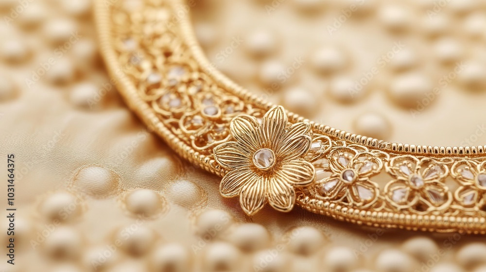 A close-up of intricate gold filigree on an antique jewelry piece, gold filigree, antique luxury A close-up of intricate gold filigree on an antique jewelry piece, gold filigree, antique luxury