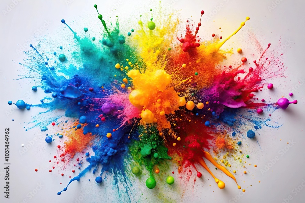 Colorful splattering paint on white background Colorful splattering paint on white background