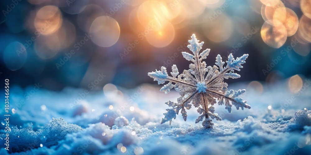 Isolated Snowflake in Tilt-Shift Photography for Winter Aesthetics Isolated Snowflake in Tilt-Shift Photography for Winter Aesthetics