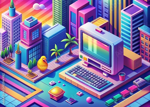 Kawaii Retro PC Aesthetic: Y2K Inspired Urban Exploration Elements