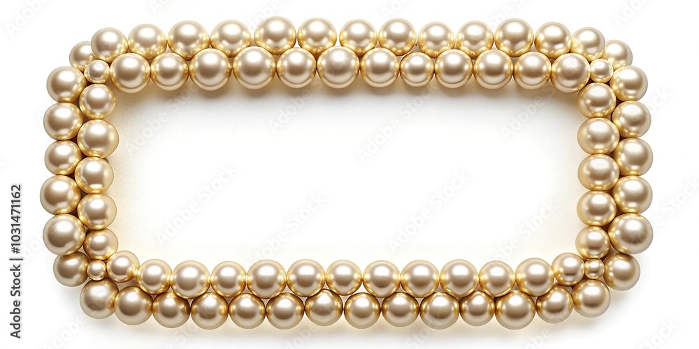 Elegant gold frame with white pearls on white background Elegant gold frame with white pearls on white background