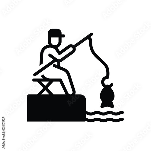 Black solid icon for fishing