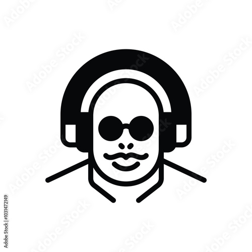 Black solid icon for listening music