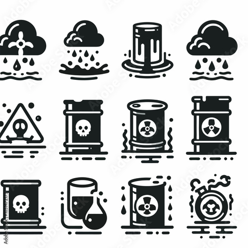 Chemical barrel leaking fumes. icon