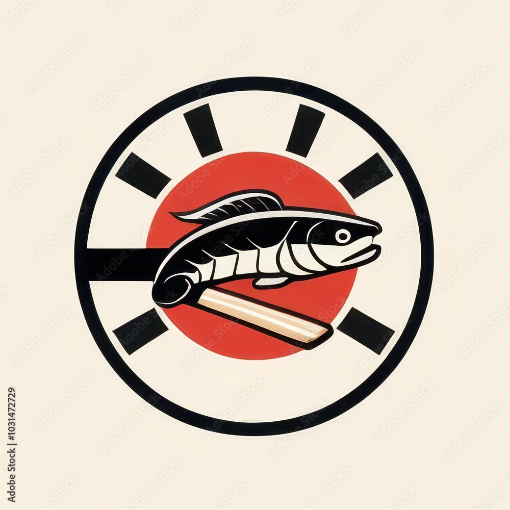 Obraz premium Samurai sushi logo