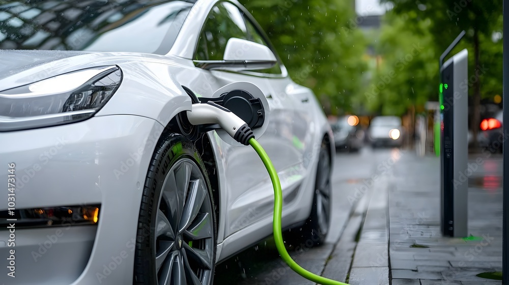 Eco Friendly Electric Car Charging at Urban Station Promoting Sustainable and Emission Free Transportation in a Modern City Setting Eco Friendly Electric Car Charging at Urban Station Promoting Sustainable and Emission Free Transportation in a Modern City Setting
