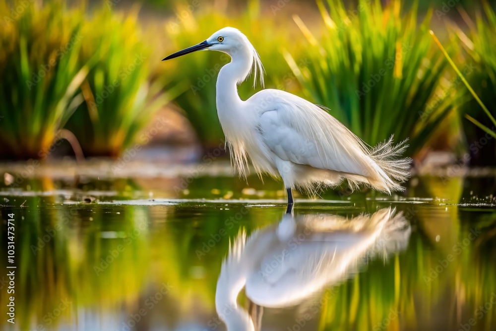 Little Egret in Brittany Marshes: A Serene Encounter with Nature's Elegance Little Egret in Brittany Marshes: A Serene Encounter with Nature's Elegance