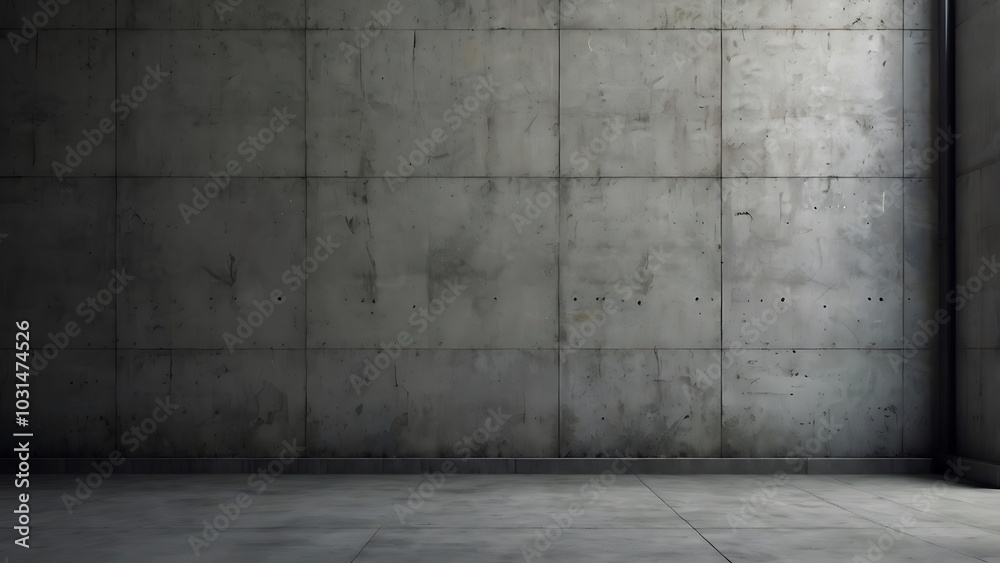 Abstract minimalist, industrial style setting featuring a old gray concrete wall with visible seams and a slightly rough texture Abstract minimalist, industrial style setting featuring a old gray concrete wall with visible seams and a slightly rough texture
