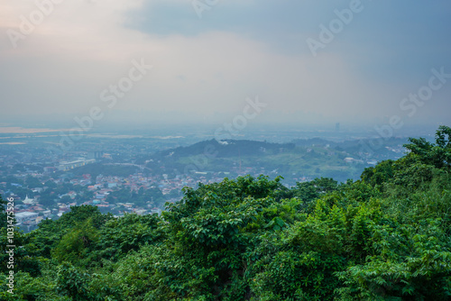 Philippines Angono Rizal mountain looking down over Manila and Laguna Lake during the darkness photo