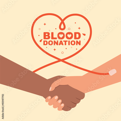 Blood donation vector, Donate blood save live. heart medical sign. Hands of the giver and the recipient to donate blood. 