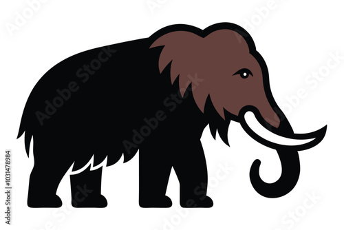 Solid color Woolly Mammoth animal vector design