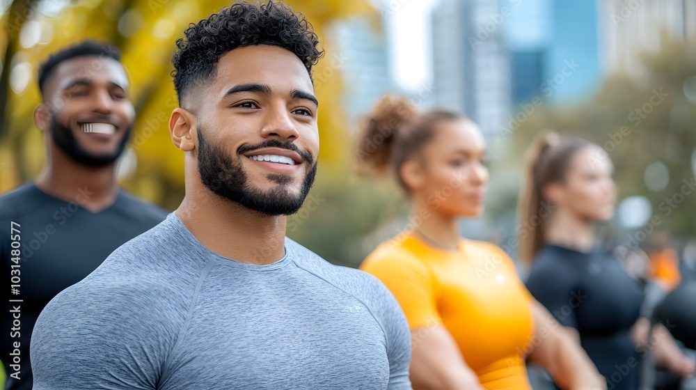 Group of Athletic People Performing Outdoor Workouts in a Park Setting with Various Fitness Equipment and Activities