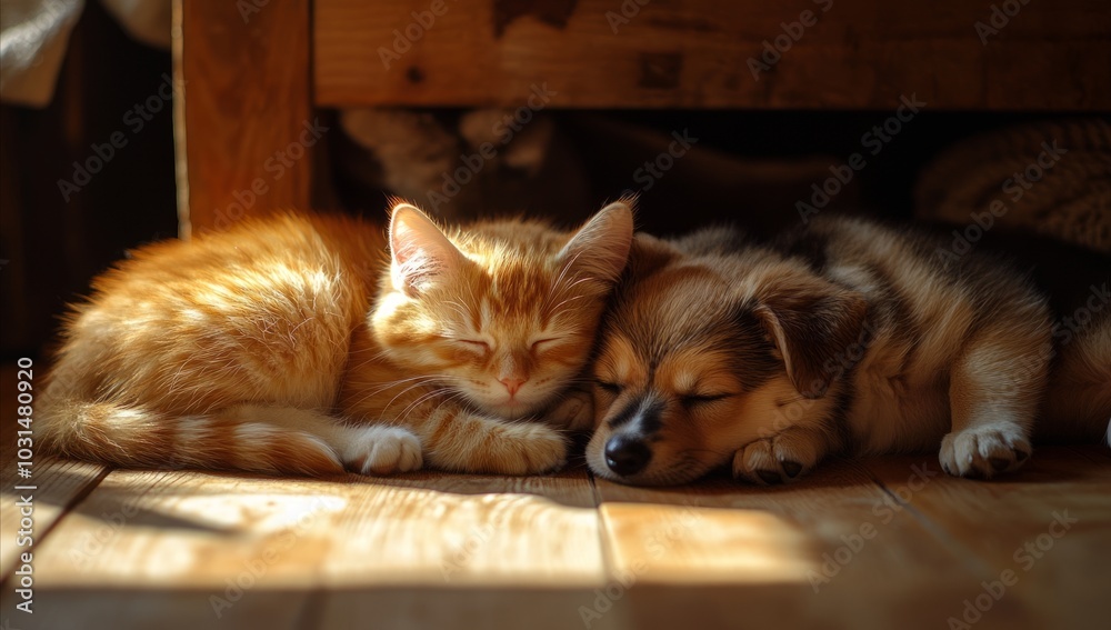 Obraz premium Relaxed Pets Sleeping