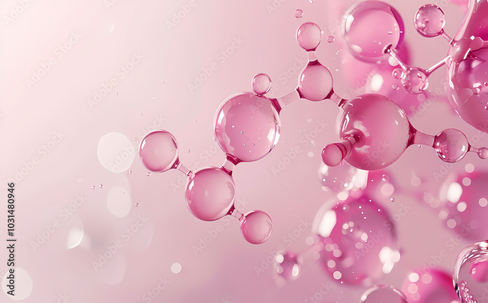 3D rendered pink water molecules