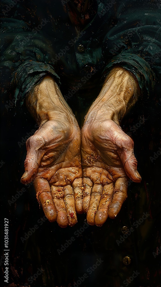 Close-up of Wrinkled Hands - A Study of Age and Labor Close-up of Wrinkled Hands - A Study of Age and Labor