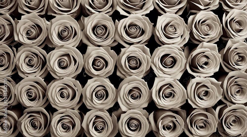 close up abstract floral background featuring a tightly packed arrangement of roses in gray color displayed in a grid like pattern, filling the entire frame close up abstract floral background featuring a tightly packed arrangement of roses in gray color displayed in a grid like pattern, filling the entire frame