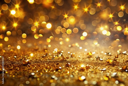 Luxurious Gold Abstract Background with Glittering Confetti for Celebratory Themes