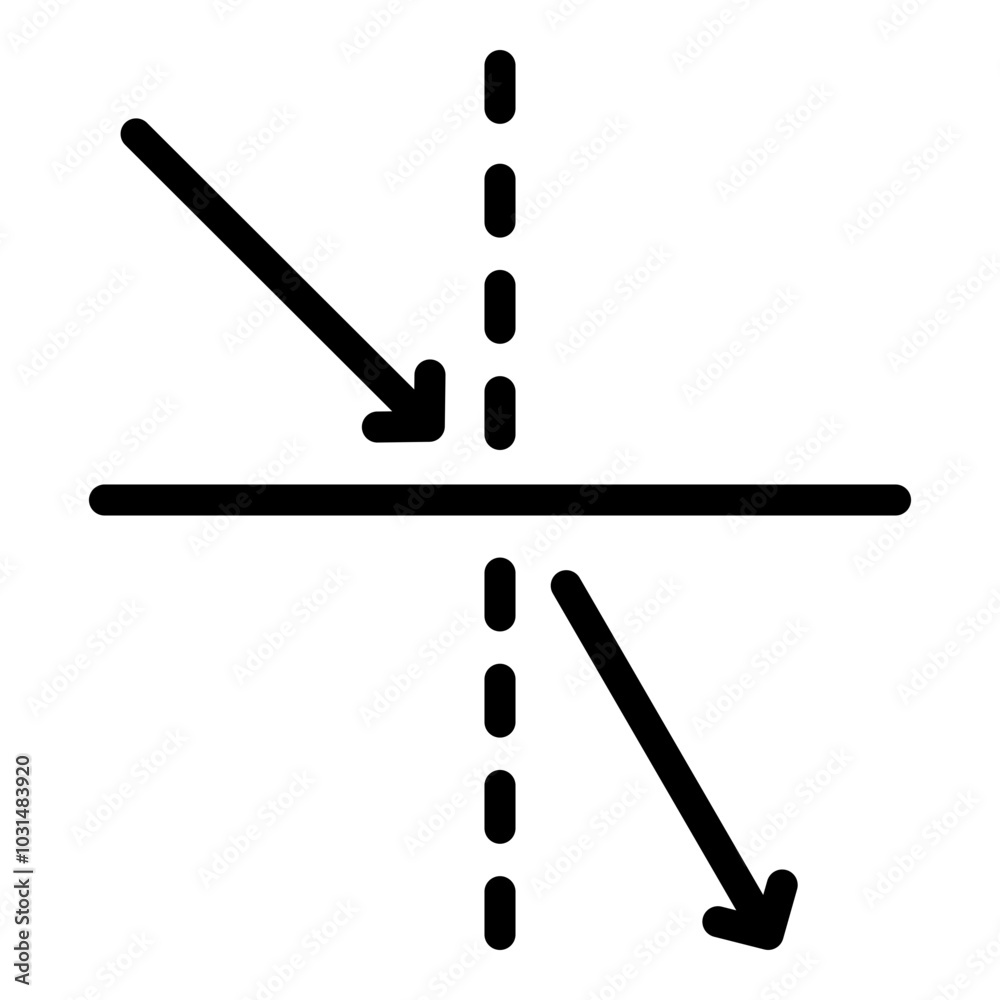 Refraction icon. Vector line icon Refraction icon. Vector line icon