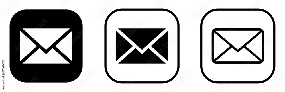 Massage Icon Set - Mail and Email Symbol Vector Design in squire. Massage Icon Set - Mail and Email Symbol Vector Design in squire.