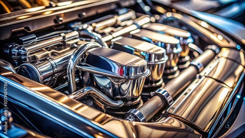 Luxury Shiny Car Engine - Modern Engine Design for Automotive Enthusiasts