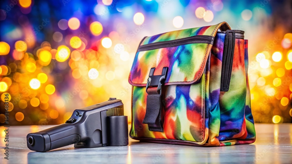 Obraz premium Magazine Bag with Bokeh Effect on White Background for Firearms Accessories