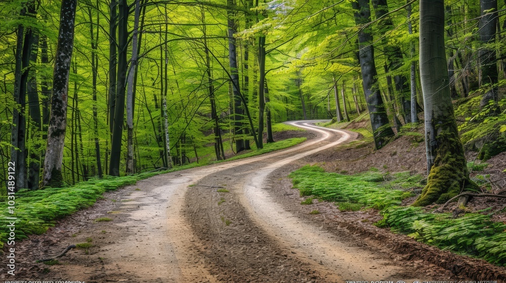 Serene Forest Pathway in Lush Greenery Serene Forest Pathway in Lush Greenery