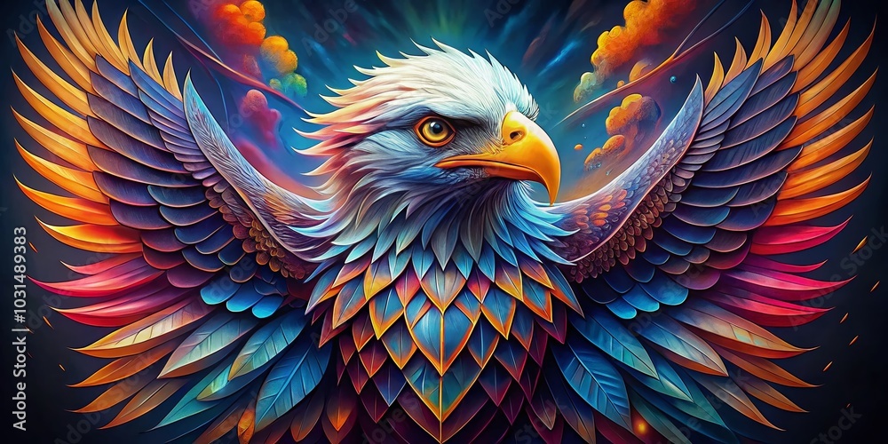 Obraz premium Majestic Eagle Tattoo Design for Strength and Freedom - Perfect for Body Art Enthusiasts and Nature Lovers Alike
