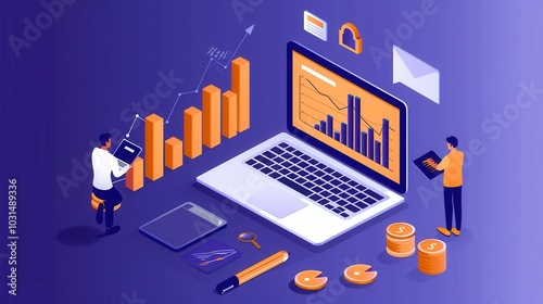 Modern Digital Analysis Concept with Charts and Devices