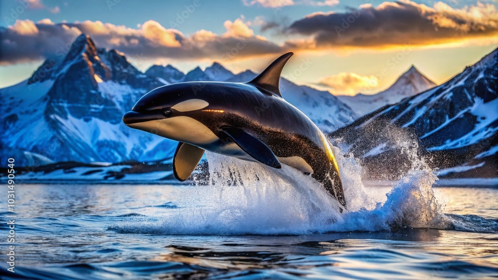 Majestic Orca Breaching in Northern Norway - Captivating Macro Photography of Nature's Wonders Majestic Orca Breaching in Northern Norway - Captivating Macro Photography of Nature's Wonders