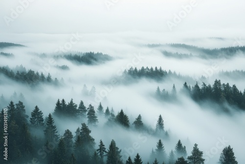 Thick White Fog Background in Nature