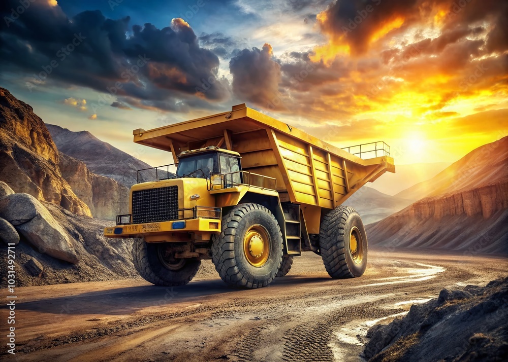 Massive Yellow Mining Truck in Action - Heavy Machinery Photography Massive Yellow Mining Truck in Action - Heavy Machinery Photography