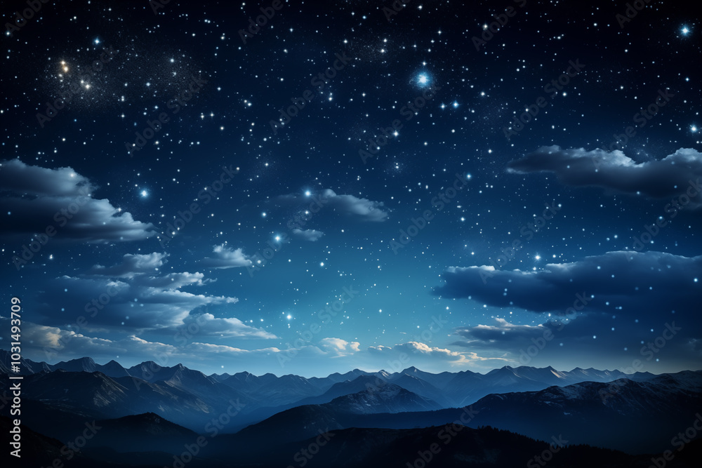 Obraz premium Stars in the Sky. Night landscape. Galaxy night landscape