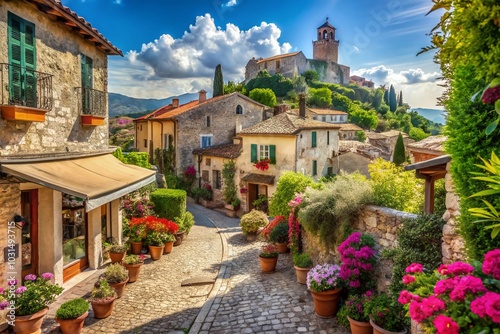 Medieval Hilltop Village Shops and Art Galleries on the French Riviera