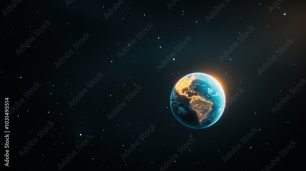 Obraz premium A close up of Earth orbiting the sun, showcasing the blue planet against the vast black expanse of space.