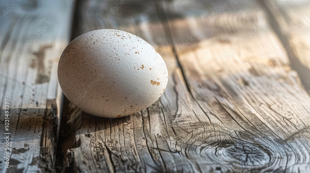 Beautiful Egg on Rustic Wooden Surface