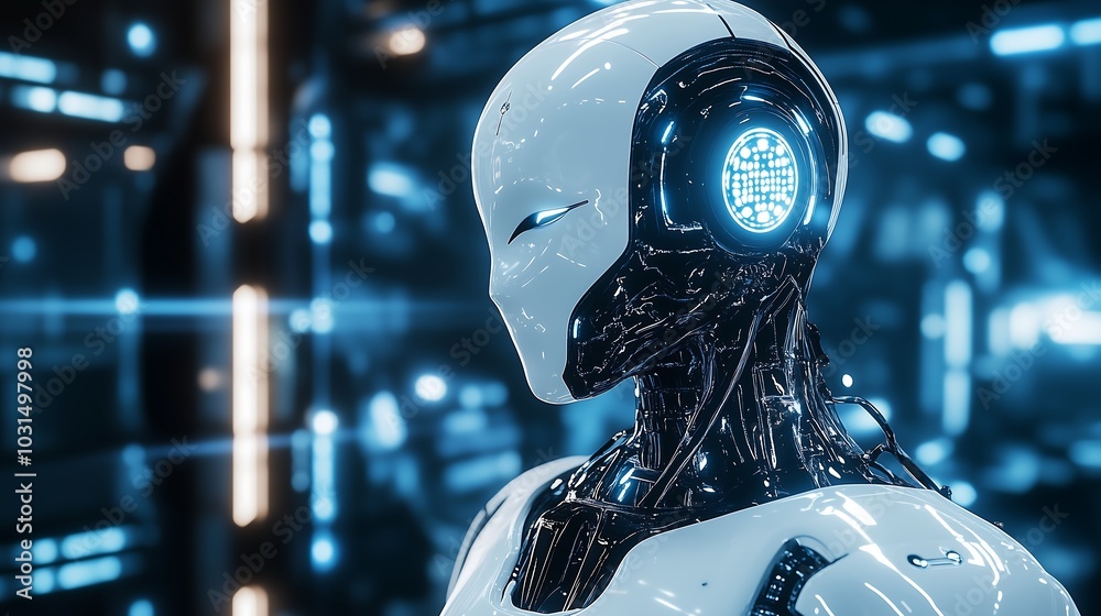 Robotic Figure with Cybernetic Details Robotic Figure with Cybernetic Details