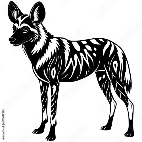 African wild dog silhouette vector illustration  photo