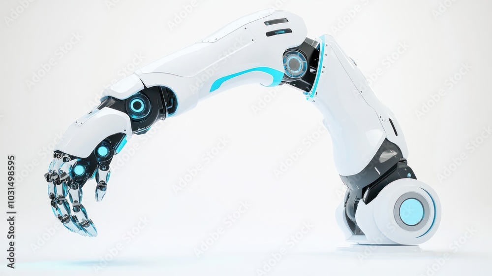 White Robotic Arm in a Studio Setting White Robotic Arm in a Studio Setting